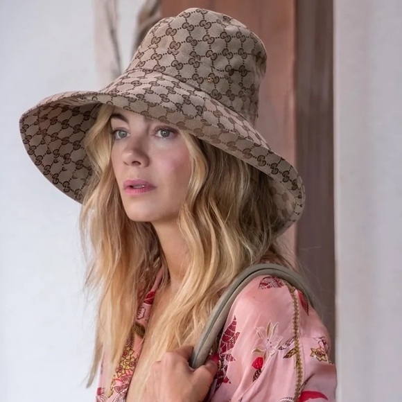 white lotus Accessories - Beige Monogram Wide-Brim Hat